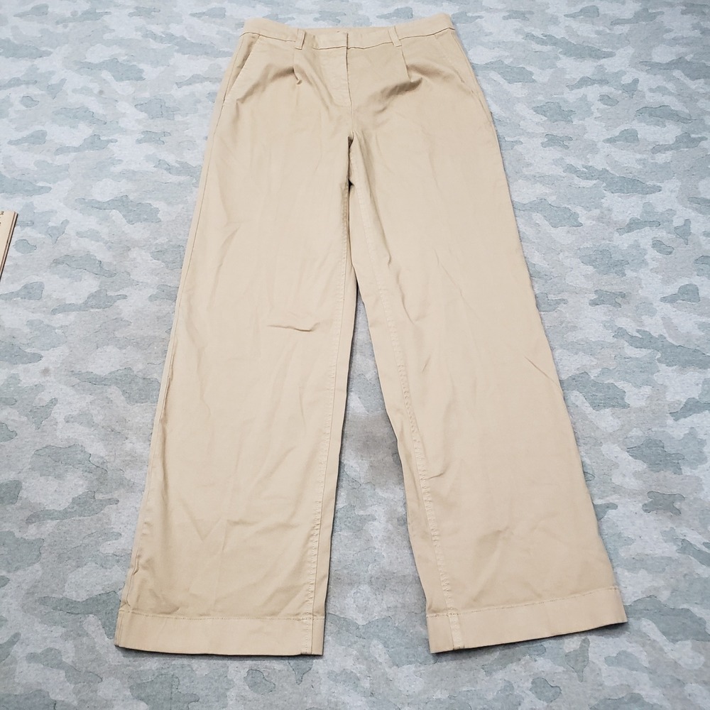 J.Crew Chino Pants Womens 4 Tan Pleated Wide Leg NWT Business Office